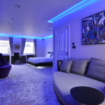 Mayfair - Luxury Bedroom featuring bespoke mood lighting and MF Husain artwork
